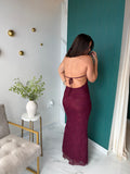 Wine Lace Halter Dress