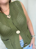 DarkGreen Crochet Knit Vest