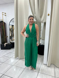 Jewel Green Vneck Jumpsuit