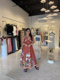 Brown Floral Print Maxidress