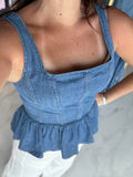 Denim Peplum Top
