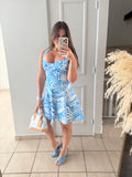 BlueWhite Halter Dress