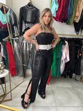 Black Sequin Jumpsuit (BELT NOT INCLUDED)