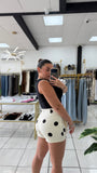 White Black PolkaDots Skort
