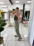 Olive Slouchy Barrel Overall