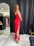 Red Slit Wide Leg Jumpsuit