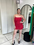 Red Ruffles Mesh Dress