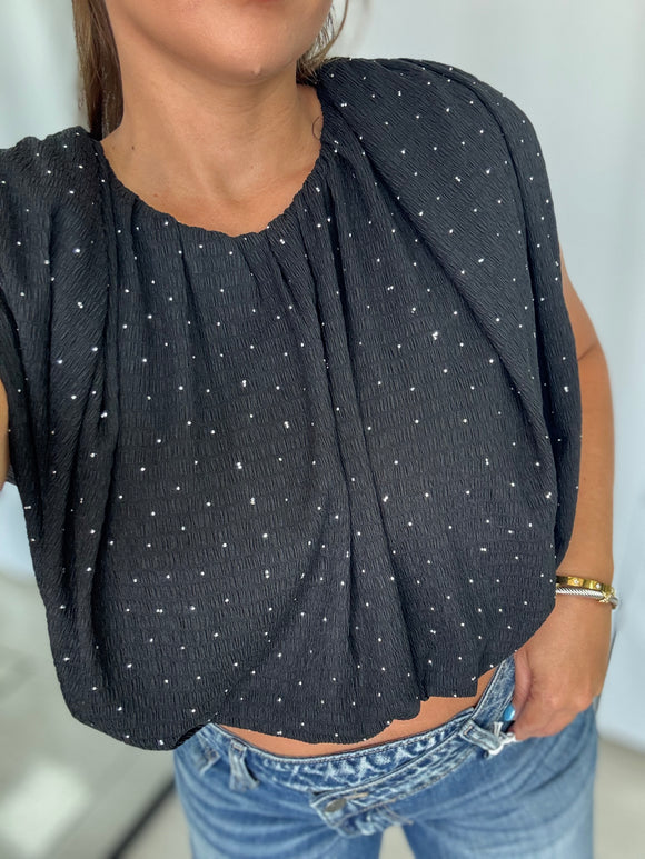 Black Studs Bubble Top