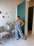 Ivory Blue Straps Top & Pants Set
