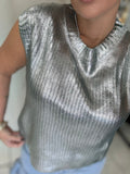 Hunter Silver Metallic Sweater Top