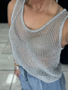 Silver Mesh Tank Top