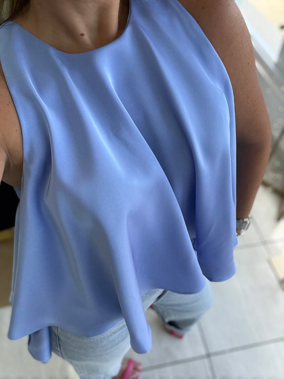 Hilow Satin Pale Blue Top