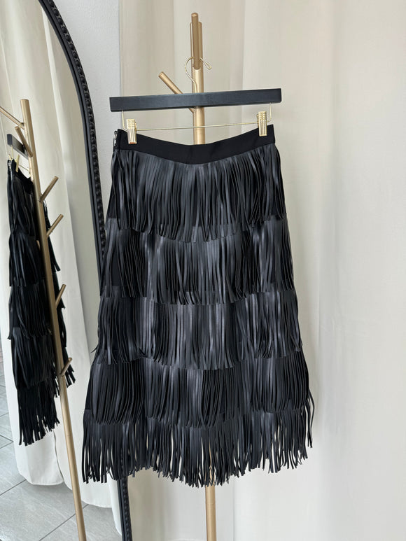 LeatherFringes MidiSkirt