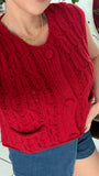 Red Knit Sleeveless Vest