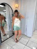 Green Sequin Mini Skirt