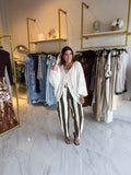 Tie Cream kimono Blouse