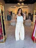 LightBeige Pockets WideLeg Pants