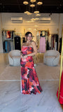 Orange Bloom Strapless Dress