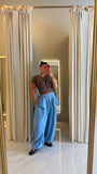Denim Balloon Pants Skirt Overlay