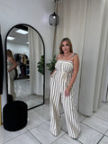 TaupeBlack Stripes Jumpsuit