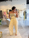 Taupe Floral Barrel Jumpsuit