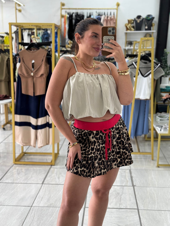 Leopard Red WaistBand Skort