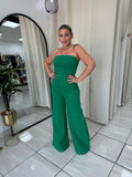 Kelly Green Tube Denim Jumpsuit