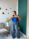 Blue Ruffles Tube Top