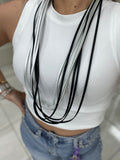 Leather Black & Silver Layering Necklace