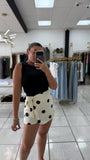 White Black PolkaDots Skort