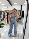 Denim ZipUp Top & Pants Set