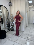 Burgundy Sequins Jumpsuit