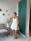 White Halter Embellished Dress