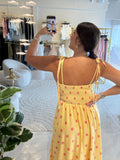 Yellow Blush Dots Midi Dress