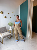 Khaki Blue Crop Top & Trousers