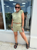 Pistachio Terry Sweatshirt & Shorts