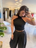 Black Wrap Halter Top