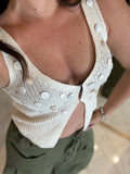 Cream Ribbed Knit Vest