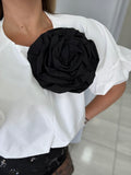 White BlackFlower Bubble Top