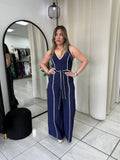 Navy White WideLeg Jumpsuit