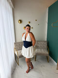 White DarkDenim Corset Dress