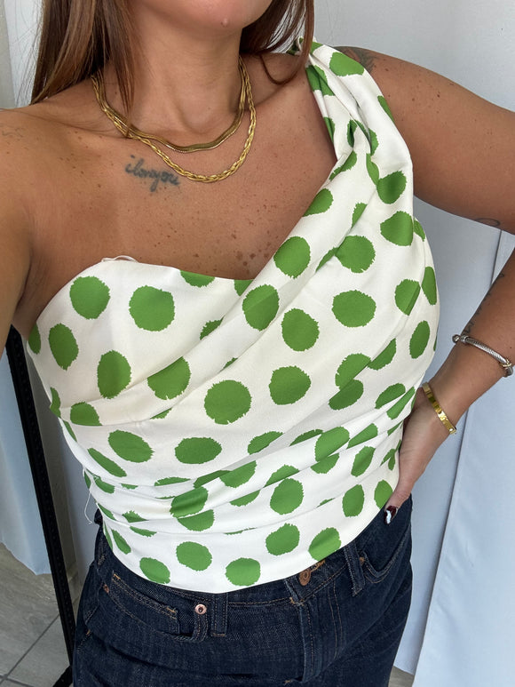 Lime Twisted OneShoulder Top