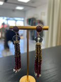 Beads Gold & Burgundy Earrings