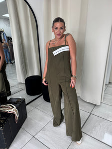 Olive PinStripes Jumpsuit