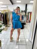 Padded Blue Romper (Belt Not Included)