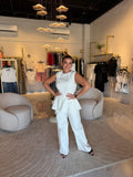 OffWhite Peplum Top & Pants Set