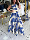 Blue Striped Maxi Dress