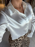 White Satin ButtonUp Top