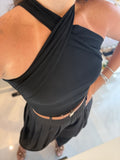 Black Wrap Halter Top