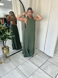 Olive Gold Foil Maxidress